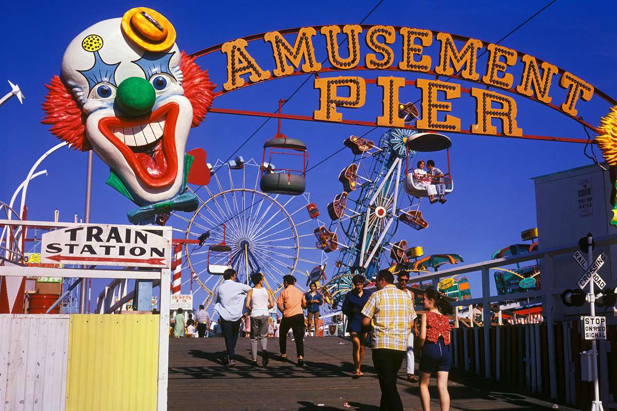 Amusement Pier Park entrance sign in Seaside Heights, NJ 1960's