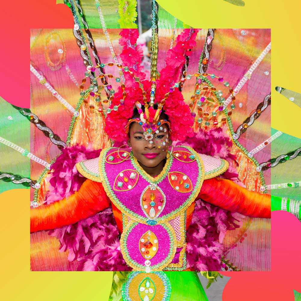 Young girl in Caribbean festival attire in Trinidad