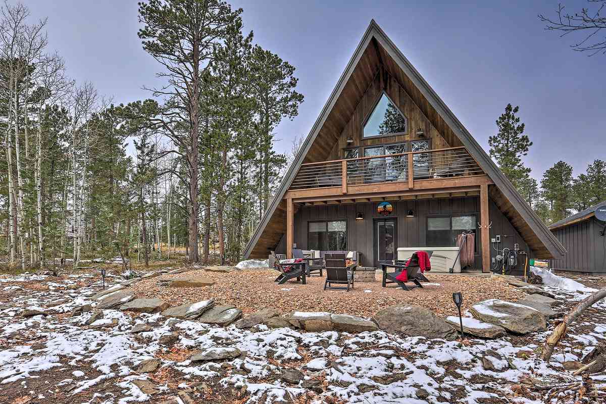 Exterior of the Modern A-Frame w/ Hot Tub: Hike, Bike, & ATV airbnb in Lead, SD