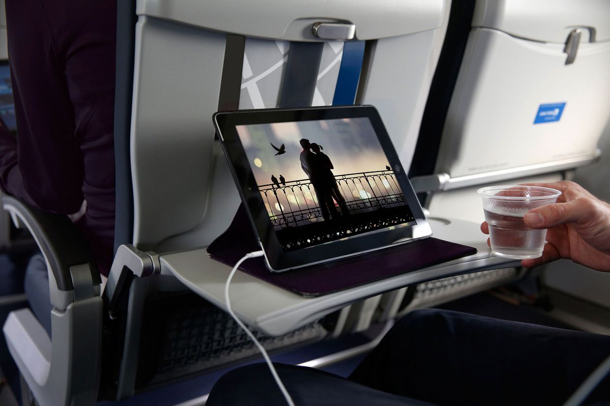 United Airlines in-flight entertainment on personal device