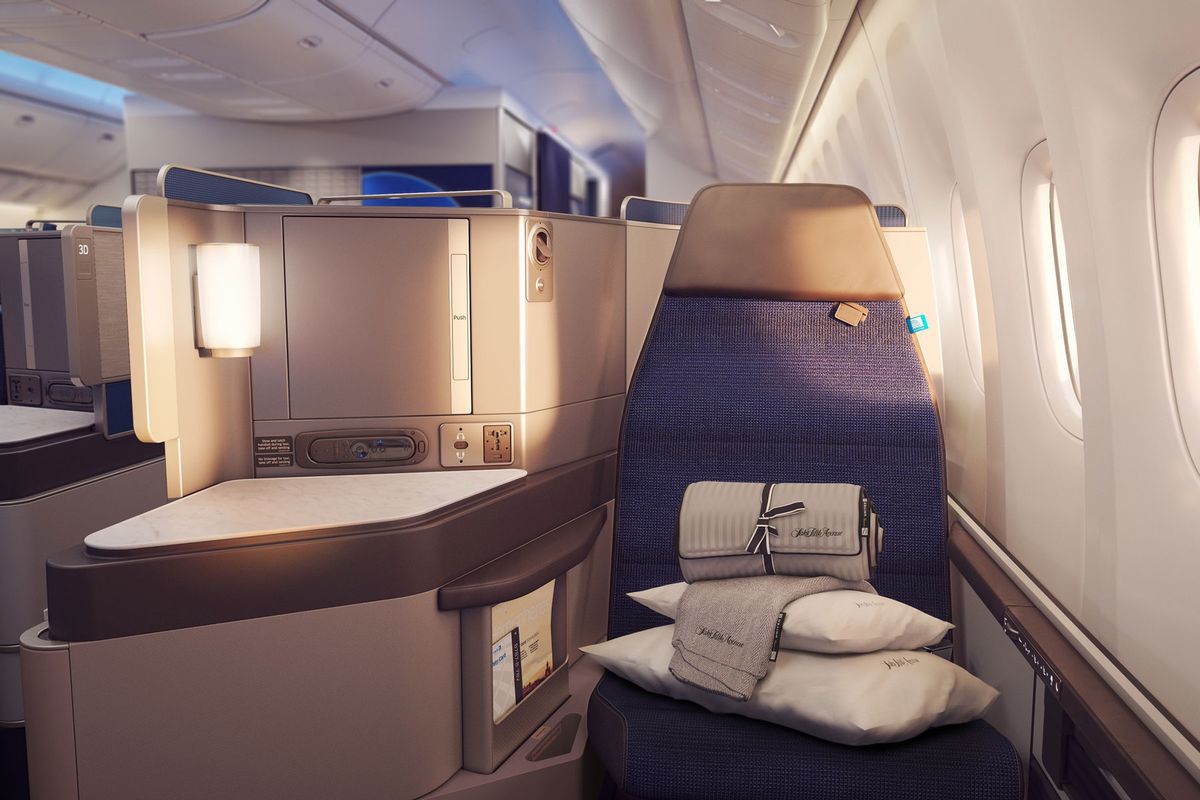 View of United Airlines Polaris Seat (first class)