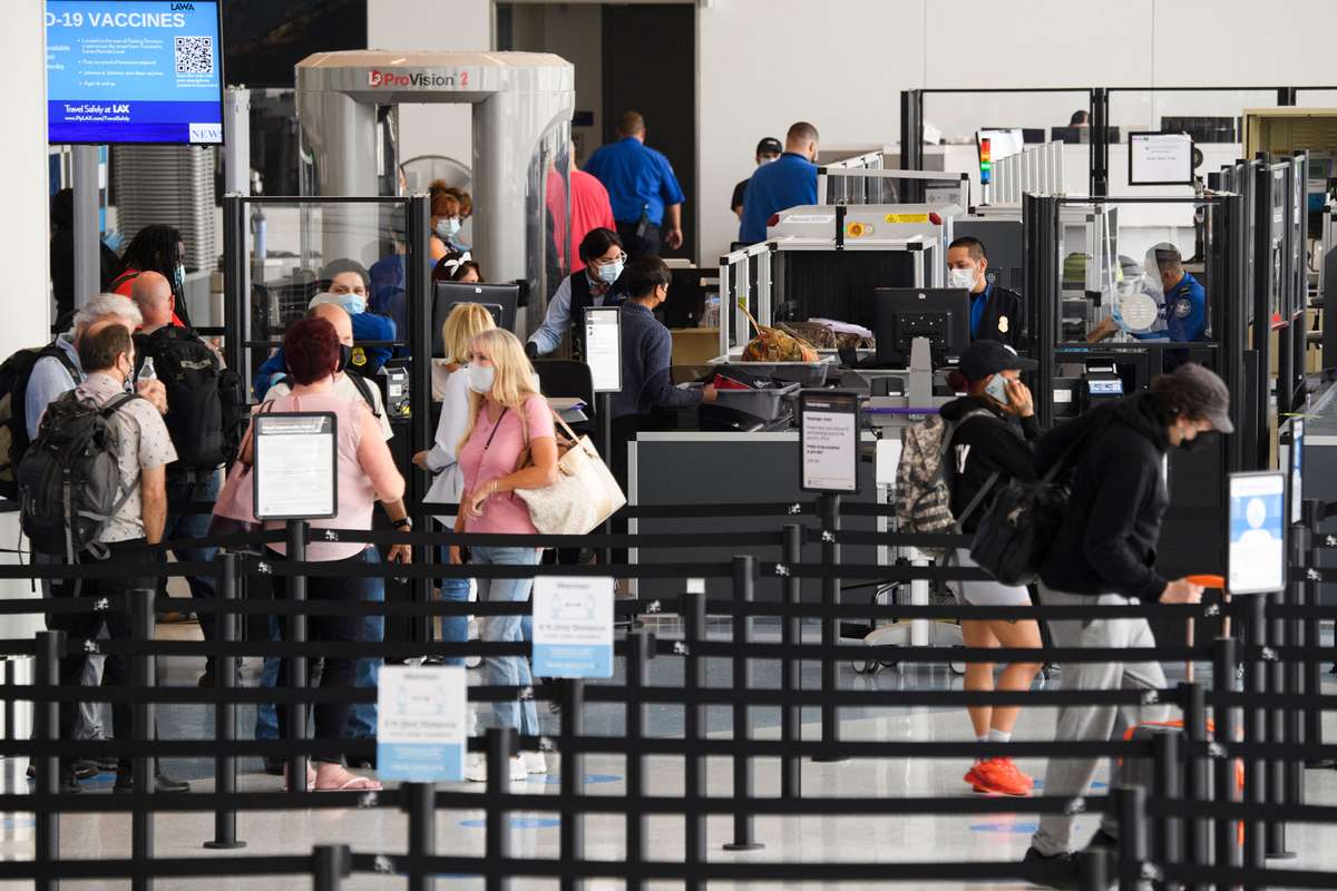 TSA screening area at Los Angeles International Airport