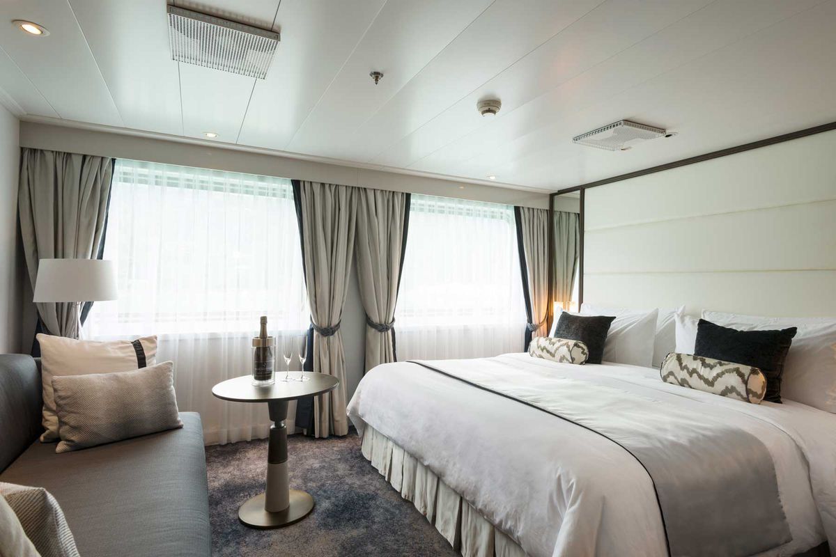 Guest room on board the Crystal Esprit cruise ship