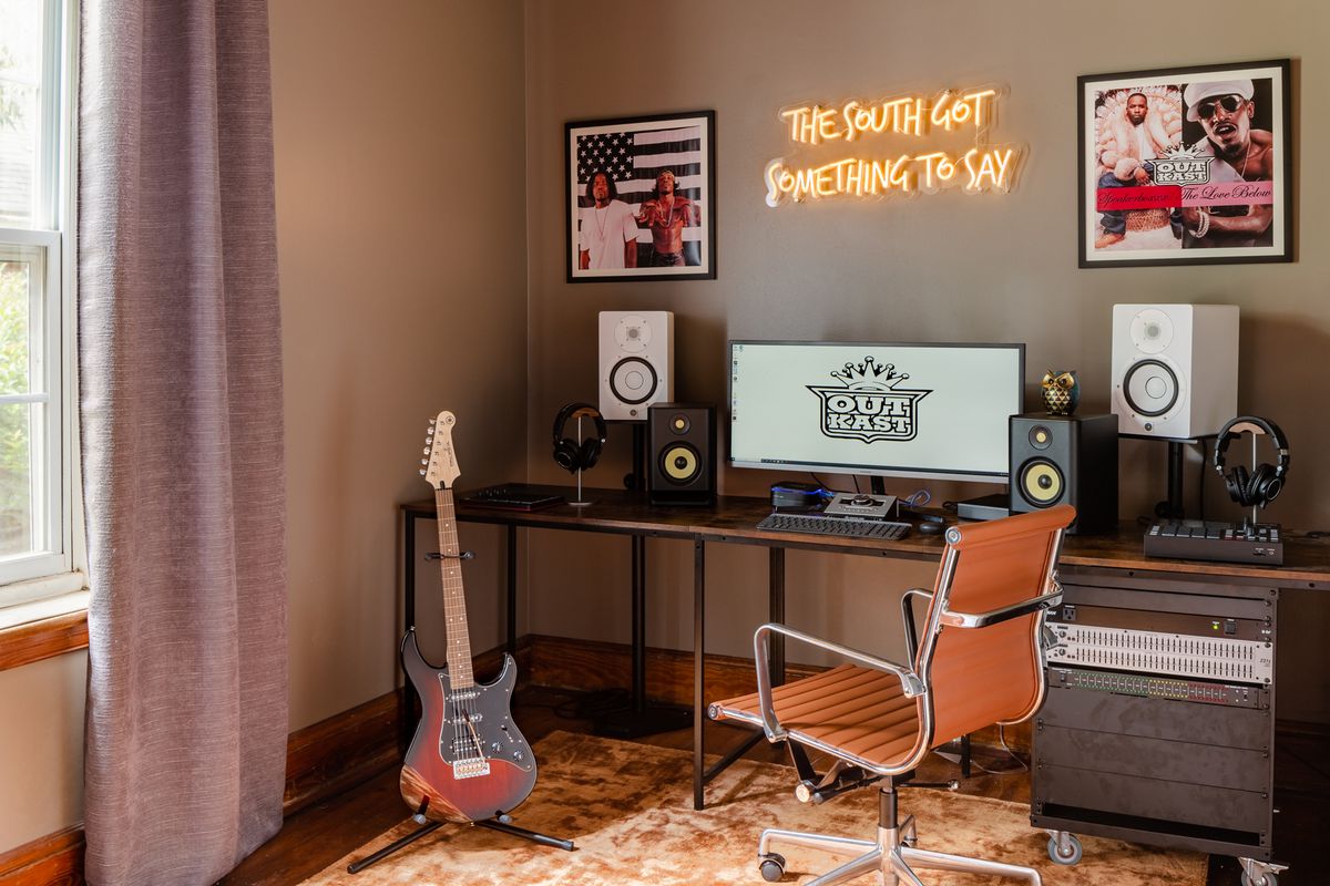 The studio at Dungeon Family House in Atlanta