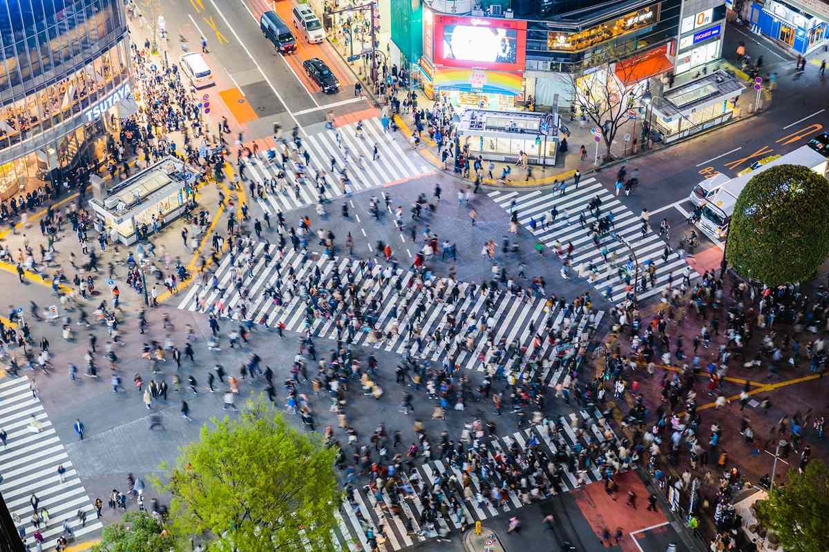 Famous Shibuya pedestrian crossing, Tokyo, Japan