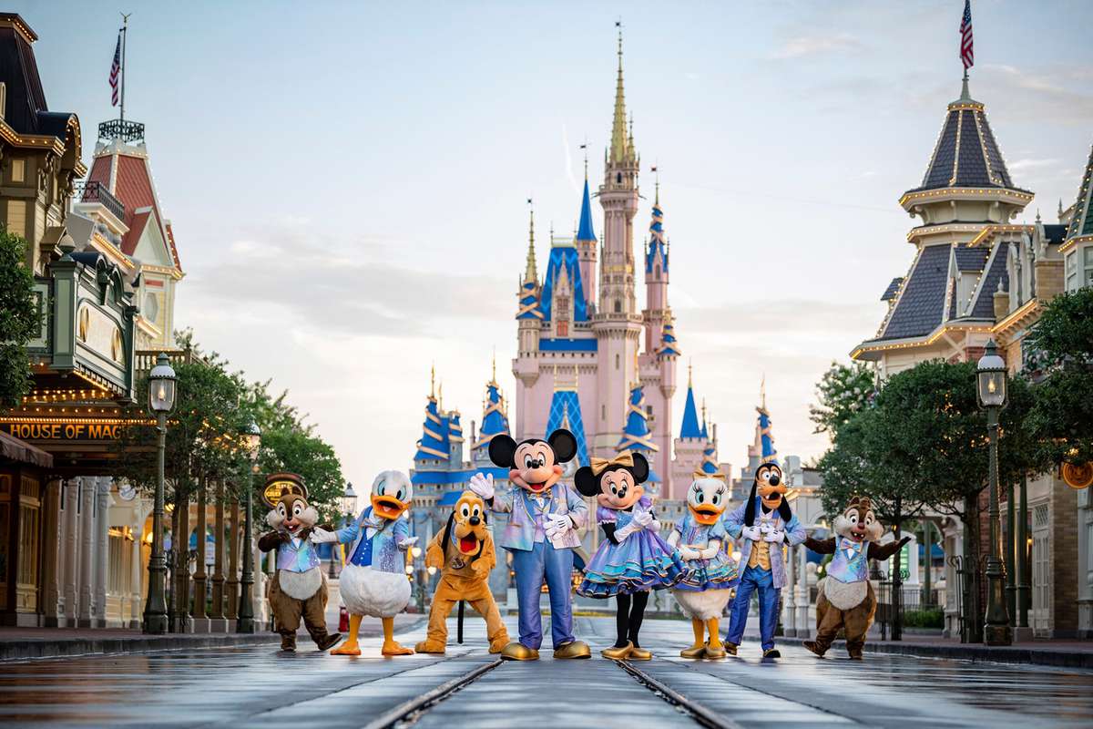 Disney World Character in 50th Anniversary outfits