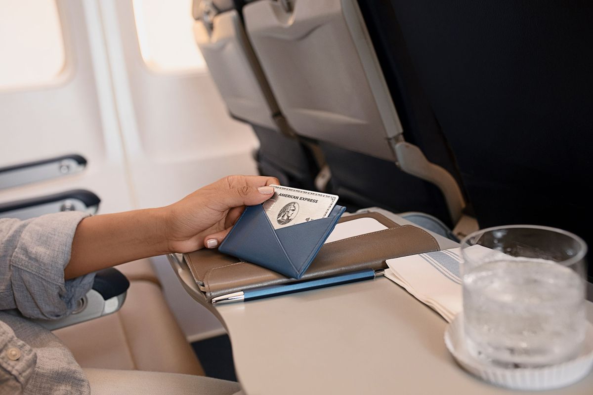 On an airplane with American Express Platinum card