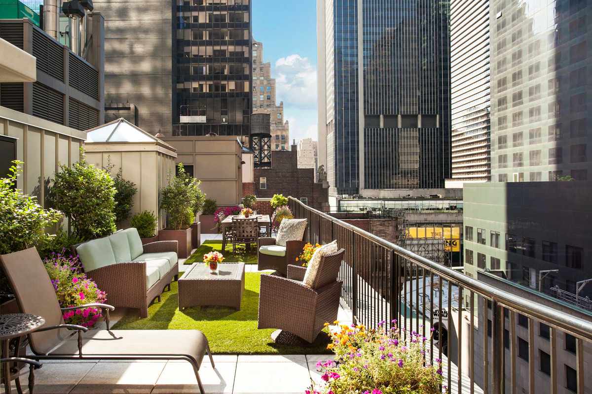 A terrace at The Chatwal, voted one of the best city hotels in the United States