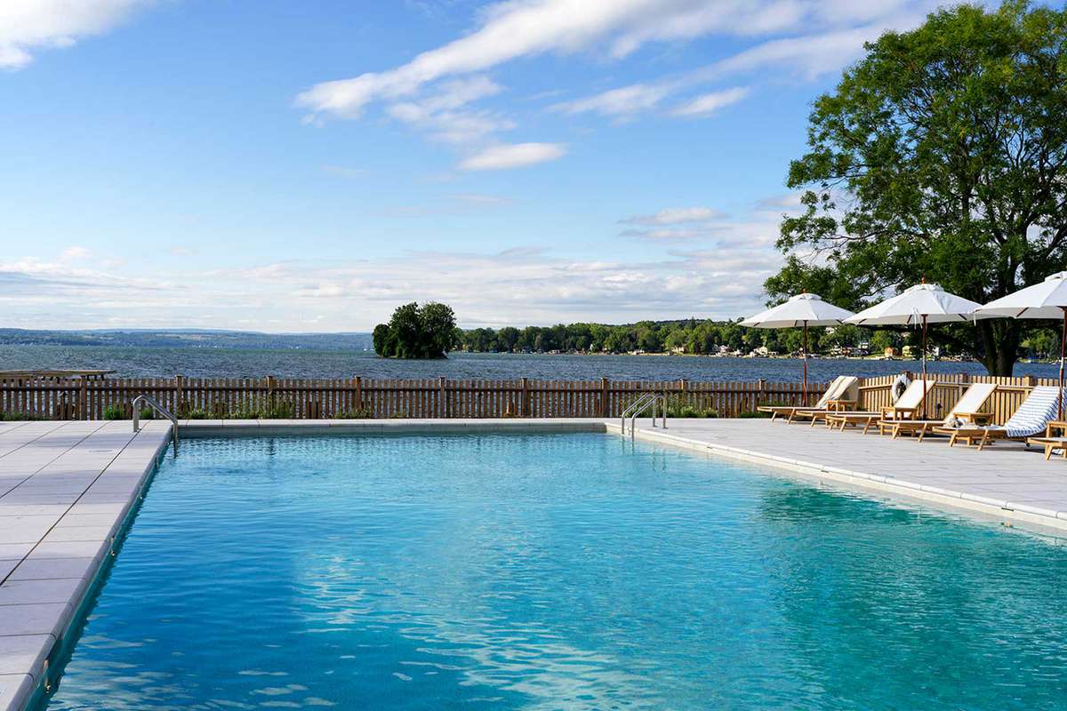 The pool at The Lake House on Canandaigua, voted one of the top resorts in the United States
