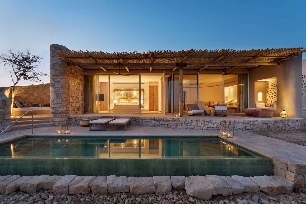 Exterior of a villa at the Six Senses Shaharut. Six Senses was voted one of the best hotel brands in the world