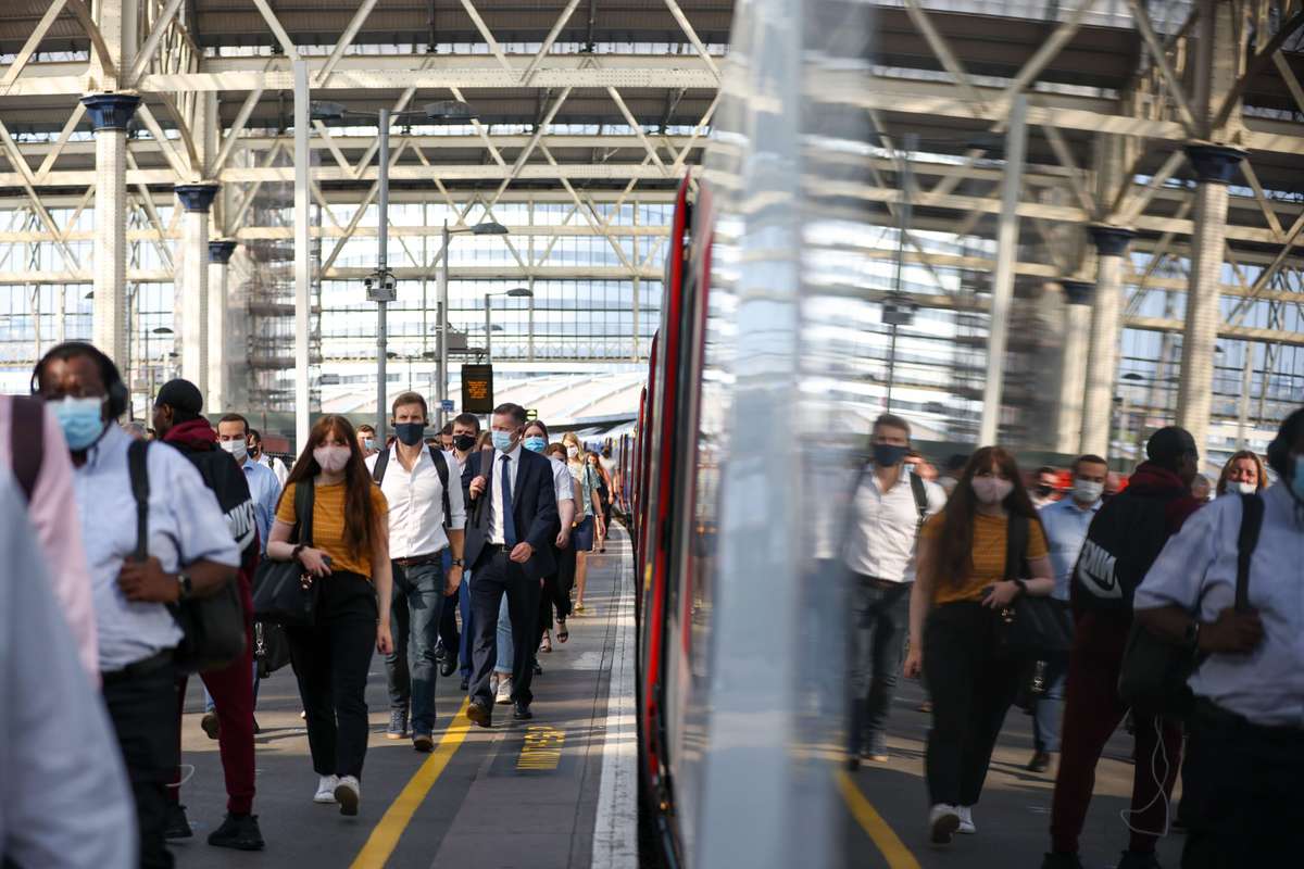 Commuters at London's Waterloo Station