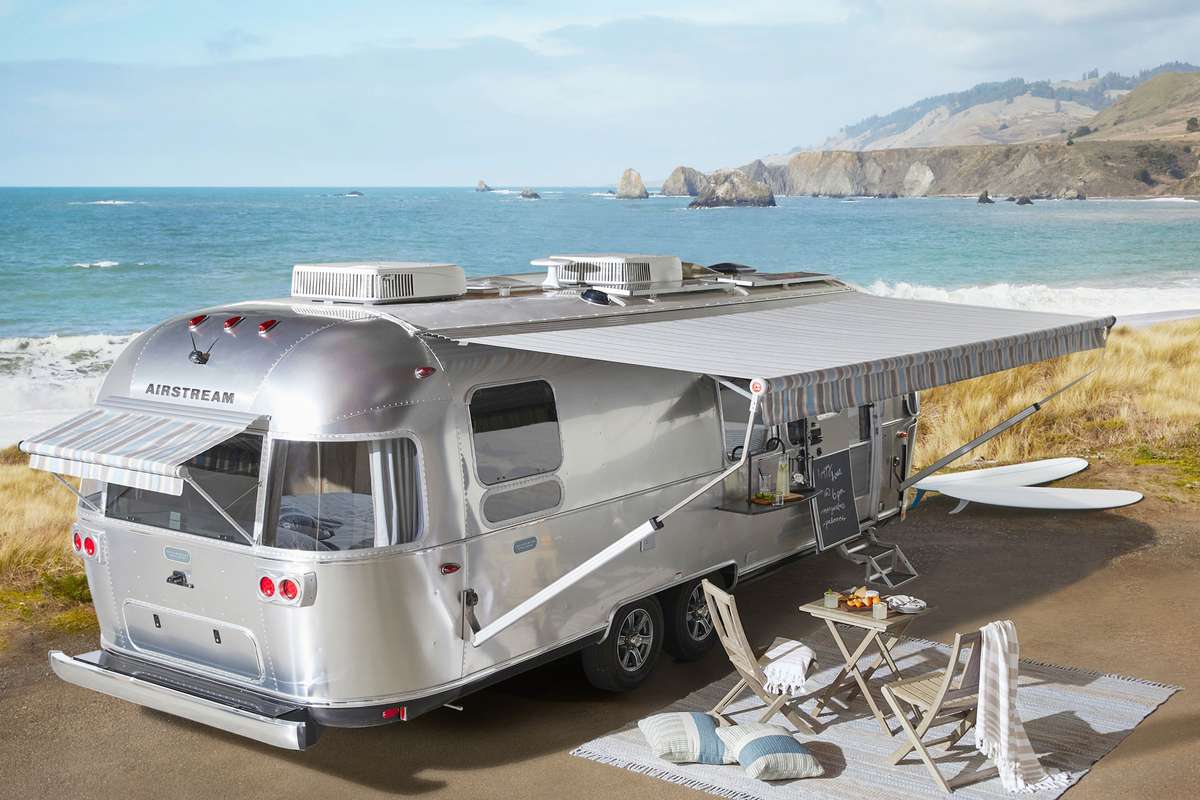Airstream trailer near beach