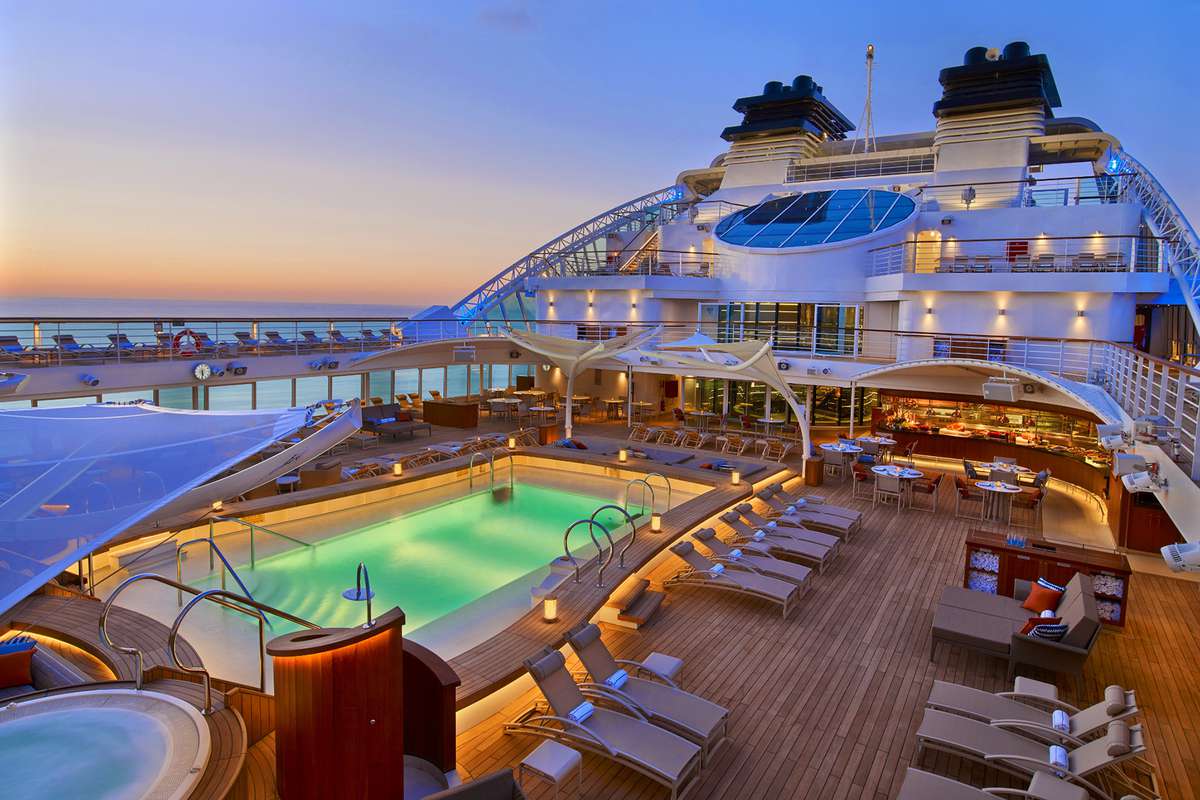 Pool Deck At Night on the Seabourn Encore