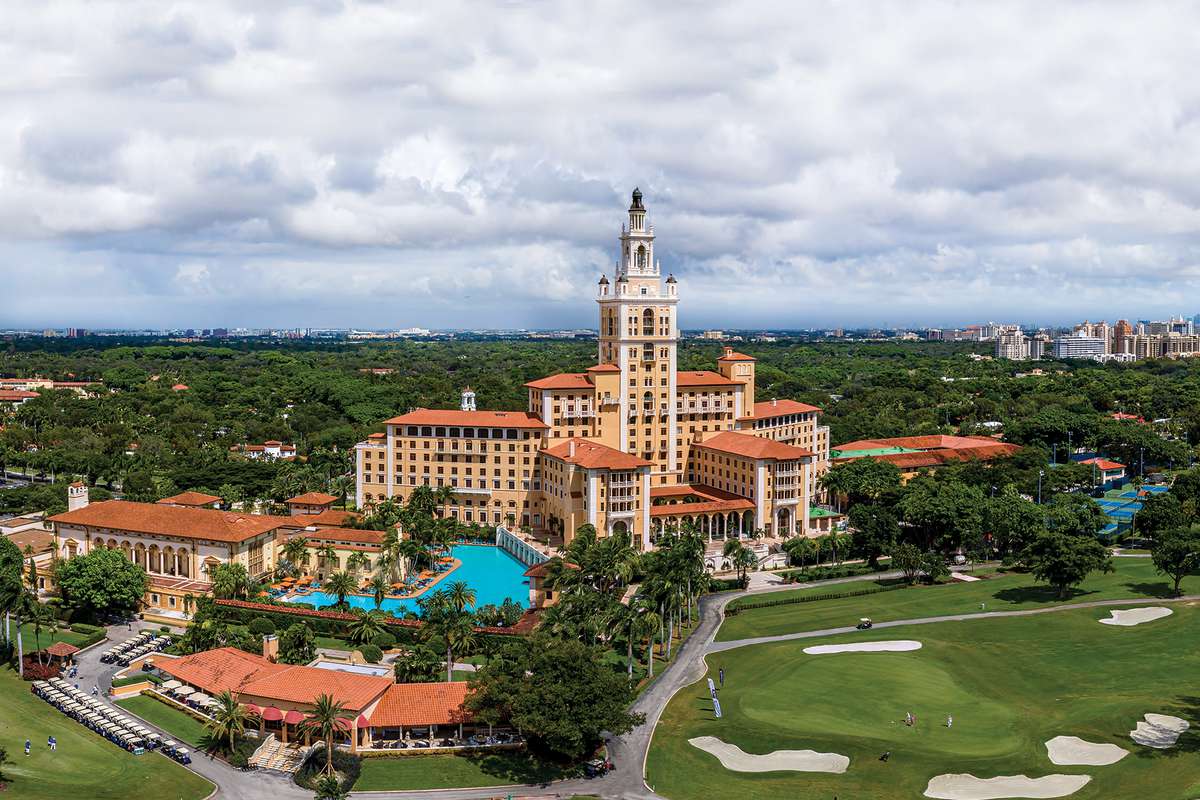 Aerial of the resort and golf course at The Biltmore