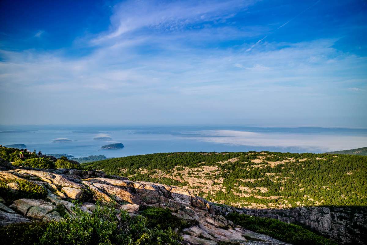 The overlooking Frenchman Bay in Acadia National Park, Maine