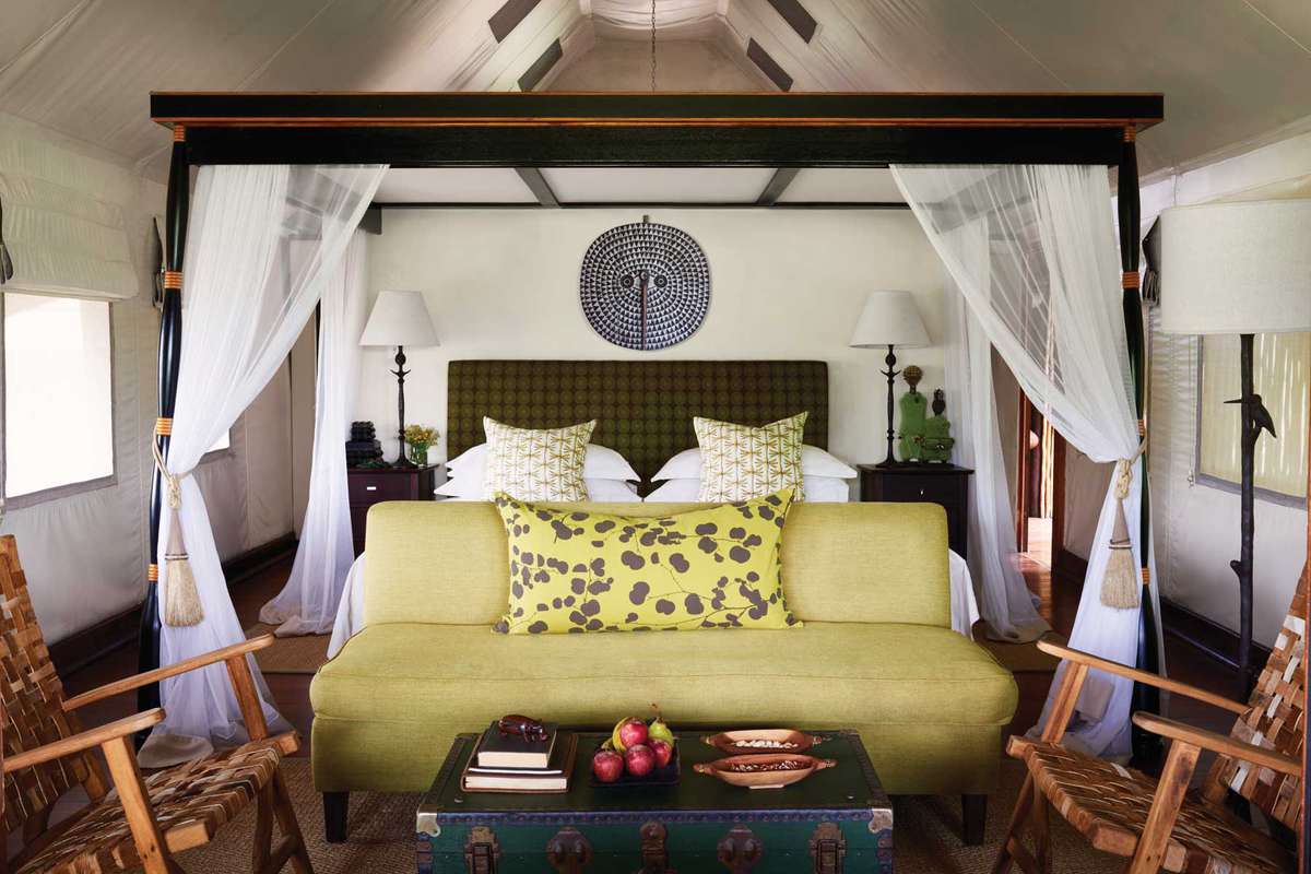 A guest room at the Belmond Khwai River Lodge, voted one of the best hotels in the world
