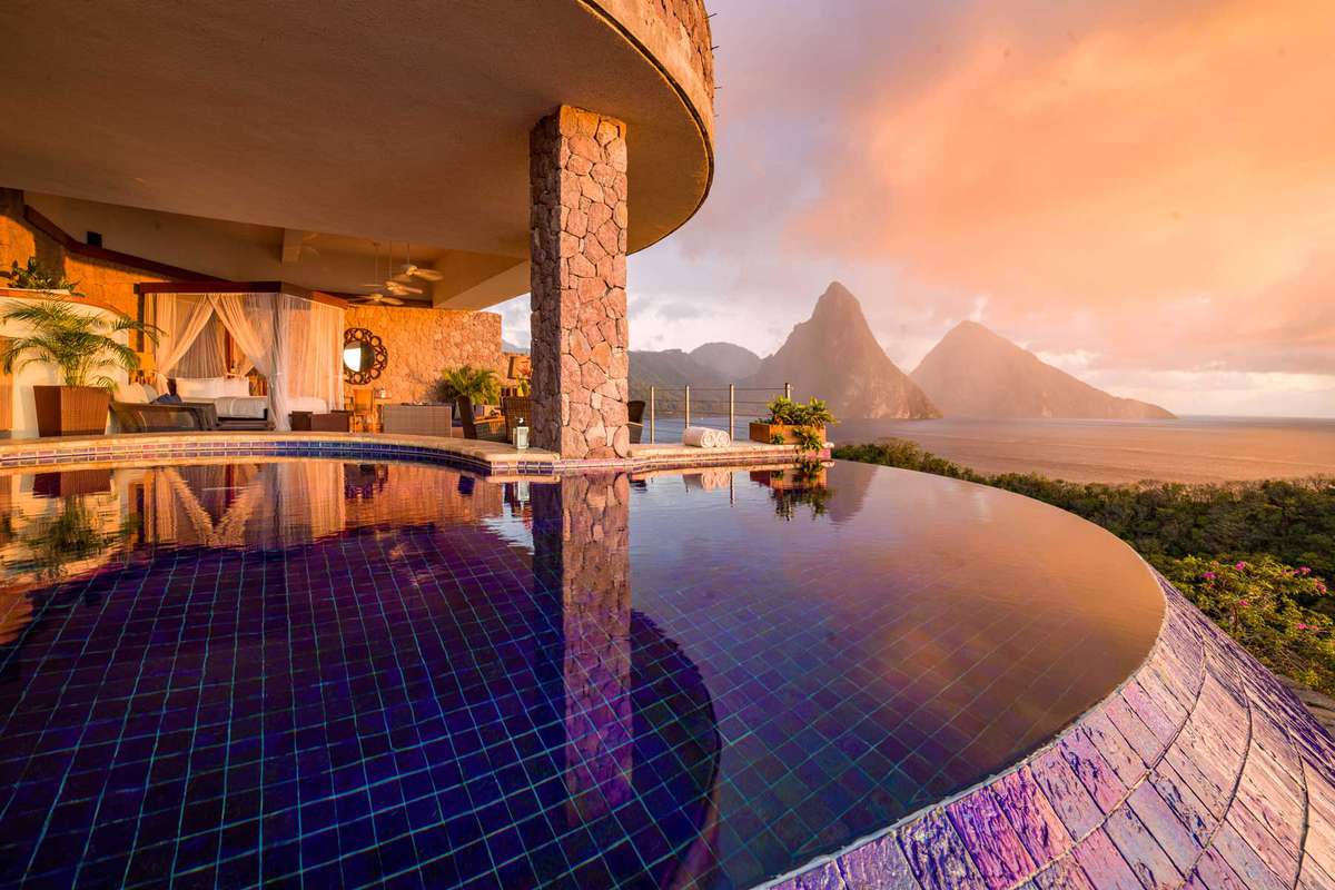 An infinity pool at Jade Mountain resort in St Lucia, voted one of the best hotels in the world