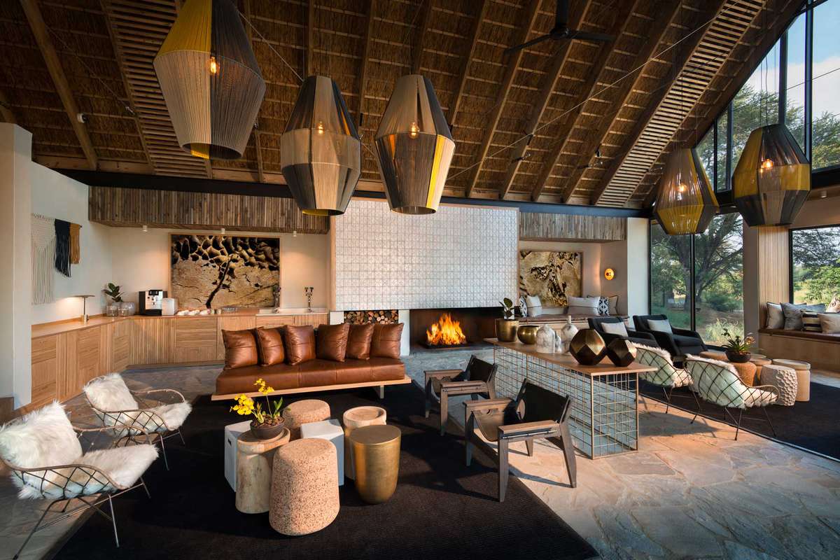 A living room at the Lion Sands Game Reserve, voted one of the best hotels in the world