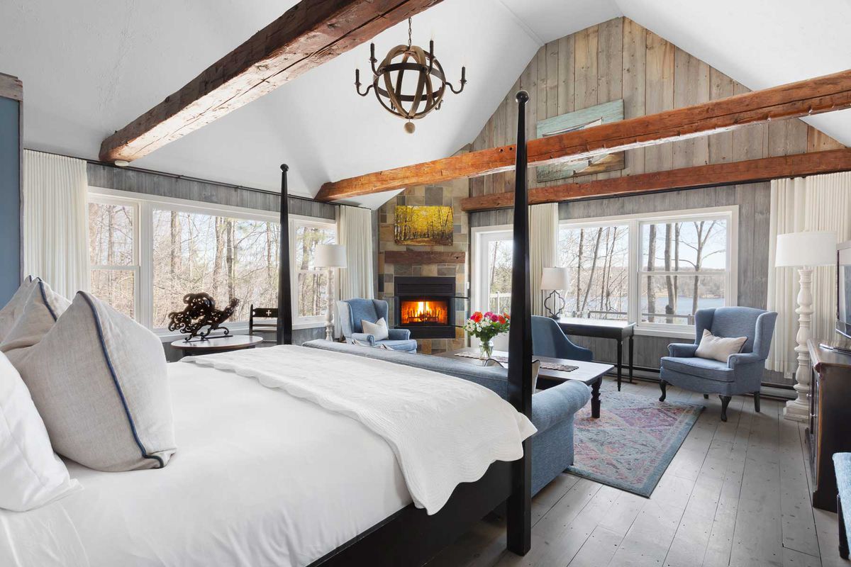 A guest room at the Manoir Hovey, voted one of the best hotels in the world