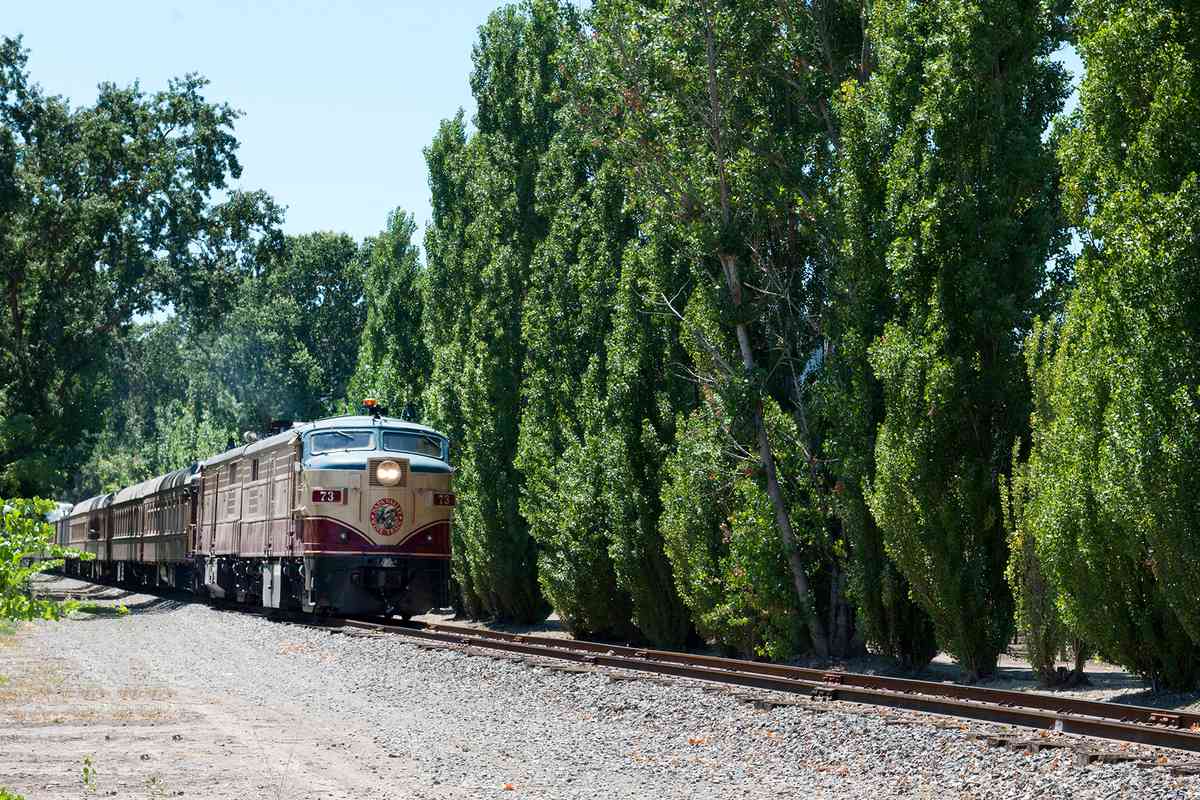 The Napa Valley Wine Train, a privately operated excursion train that runs between Napa and St. Helena, California