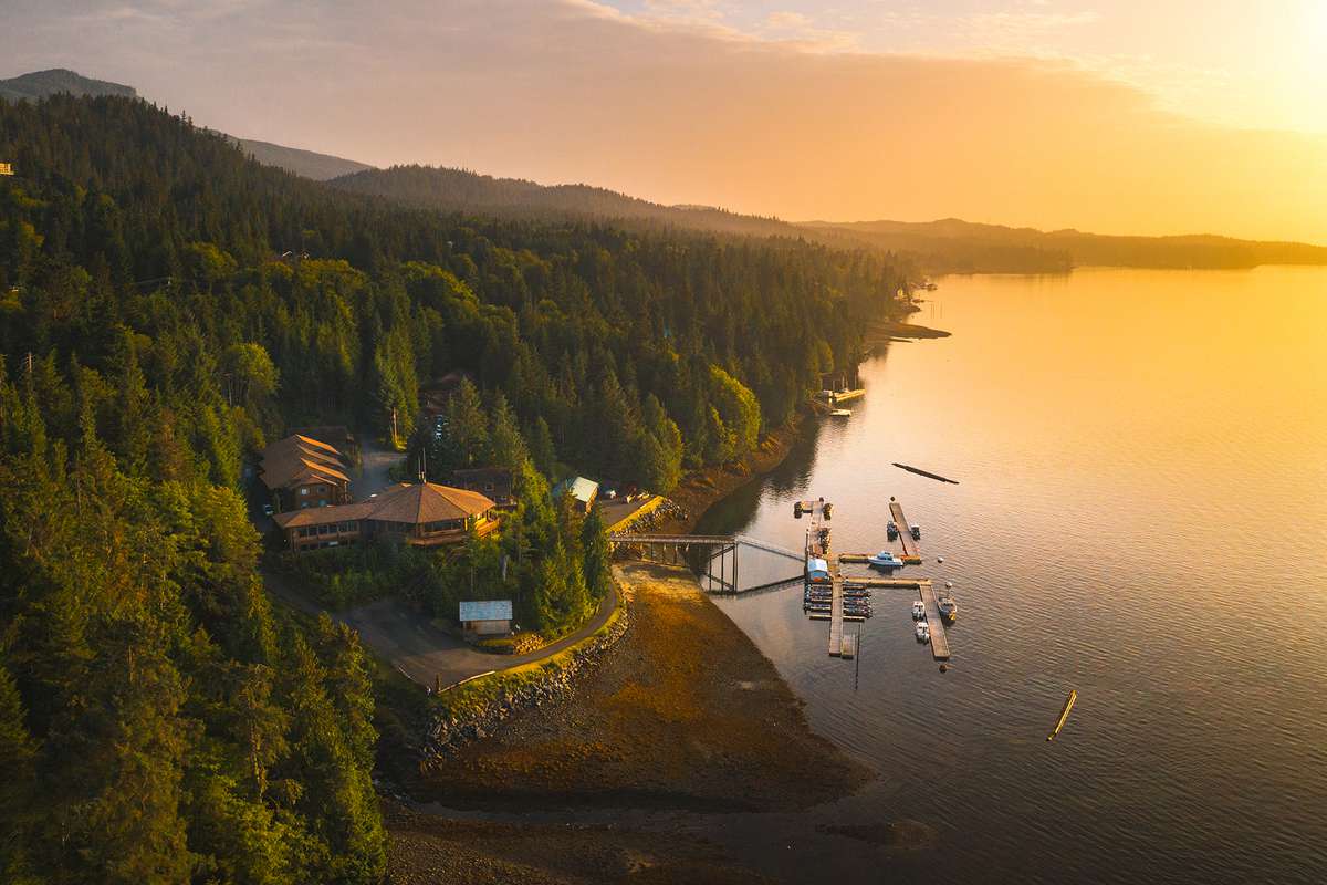 Aerial view of Salmon Falls Resort