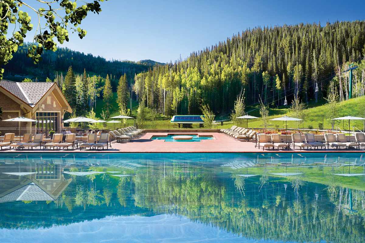 Montage Deer Valley in Utah's pool in summer time