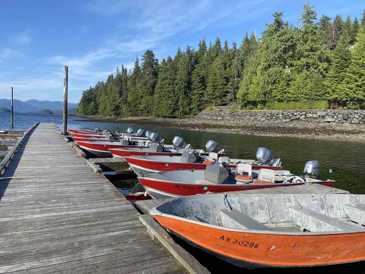 Self-guided boats at the Salmon Falls dock in Ketchikan, Alaska