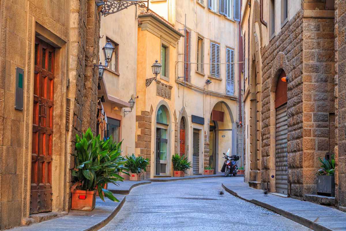 A small street in Florence, Italy, voted one of the best cities in the world
