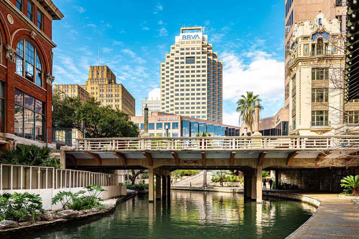 Daytime view of the River Walk in San Antonio, Texas