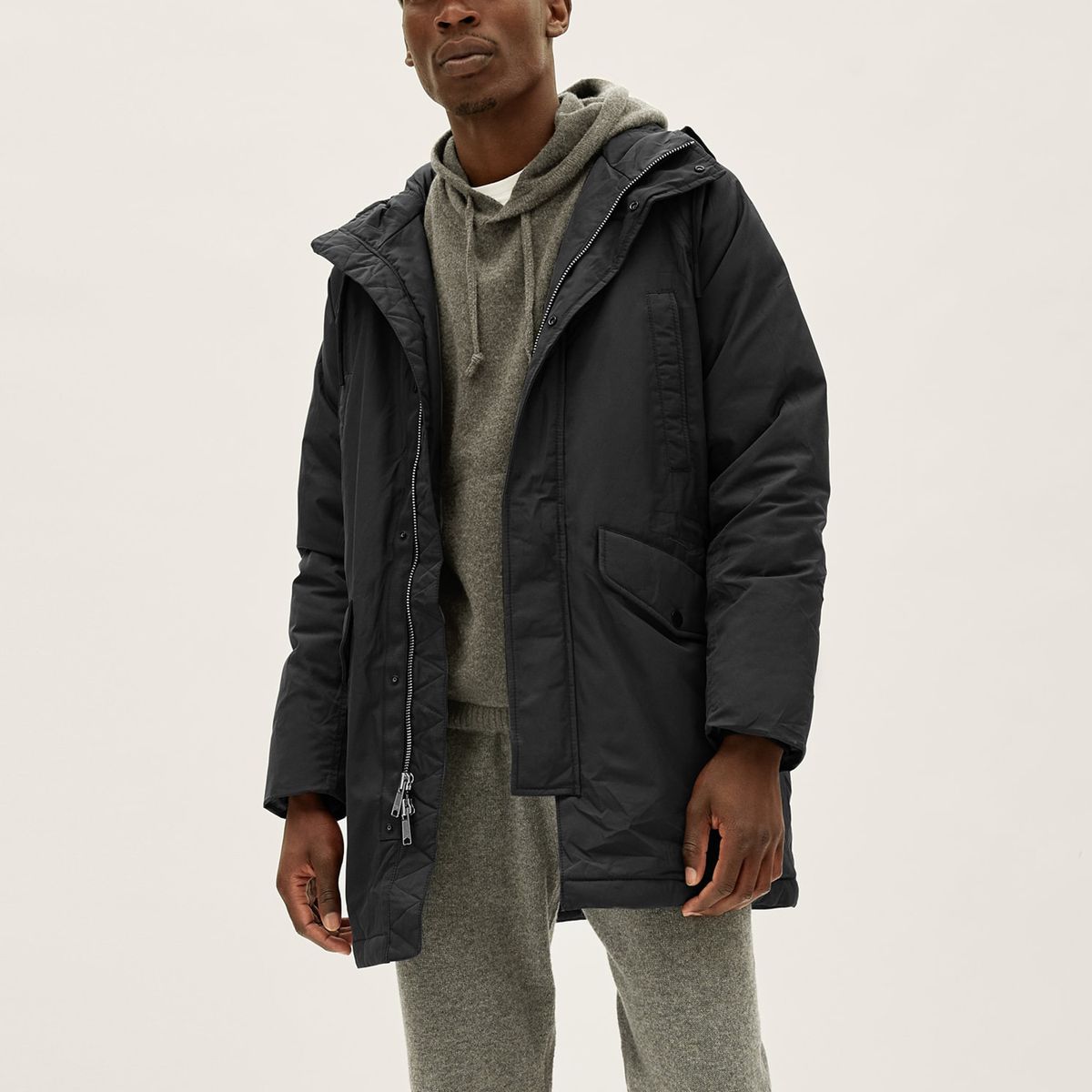 Men's Winter Thicken Puffer Hooded Jackets Leisure Solid Color Long Sleeve Zip Up Hoodies Lightweight Comfy Warm Coat