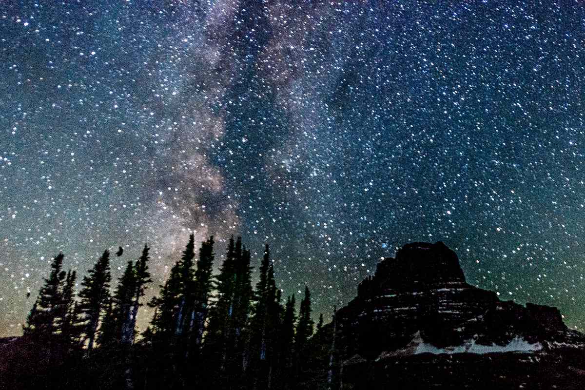 Milky Way Galaxy View Reynolds Mountain Glacier National Park Montana