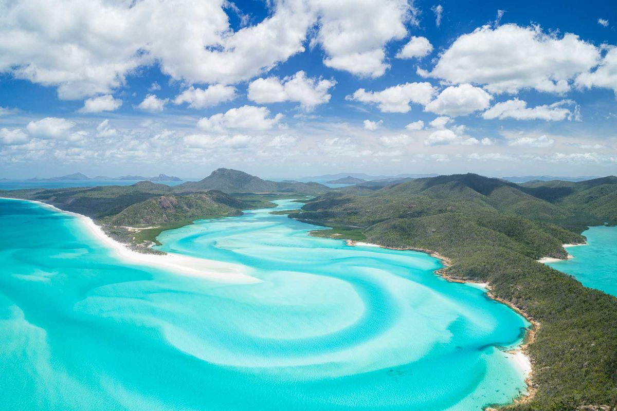 Aerial view of the Whitsunday Islands, Great Barrier Reef, Queensland, Australia