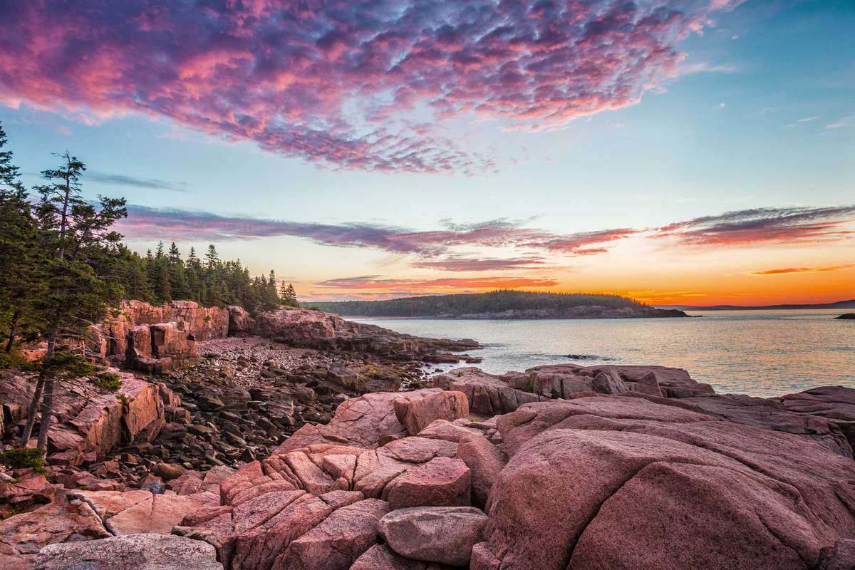 View from the rocky coastline of Mount Desert Island, Maine