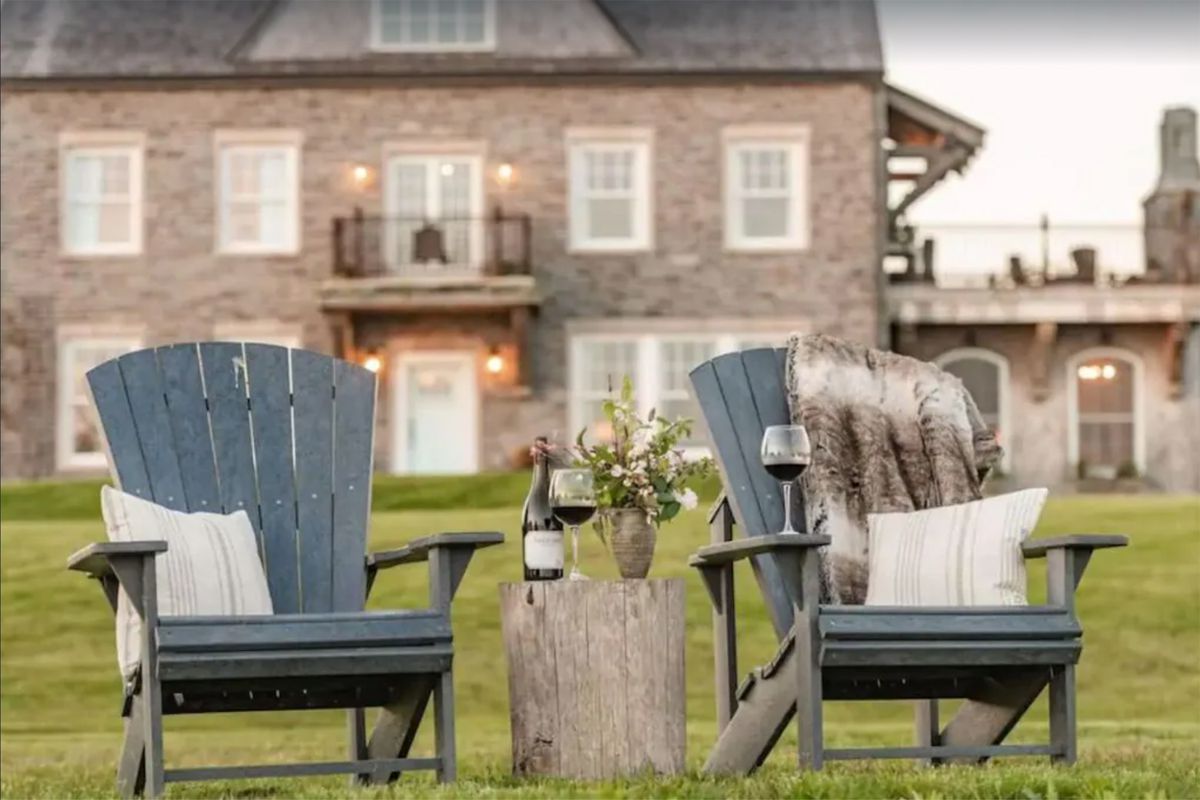 Chairs set up at the Breathtaking Oceanfront Chateau