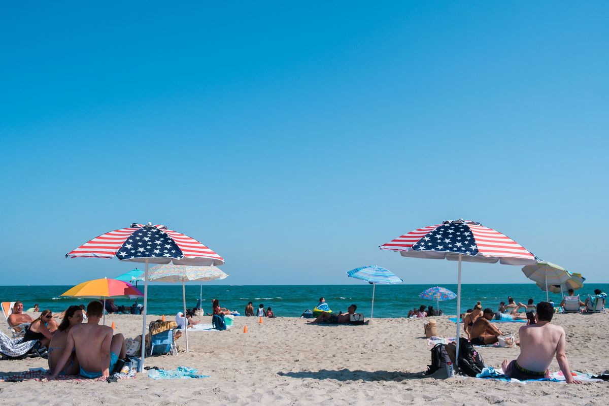 beach umbrellas at Rockaway Beach, Queens, New York
