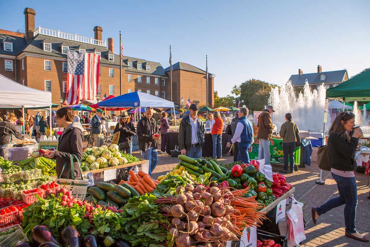 An outdoor market in the fall in Alexandria, VA