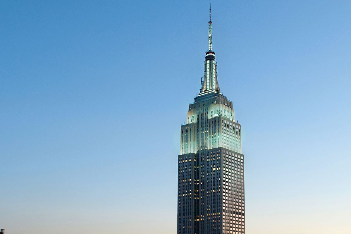 Empire State Building with Bondi Mint Blue lighting