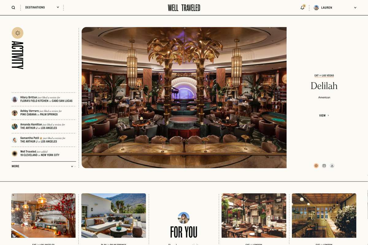 Screenshots of the Well Traveled Website