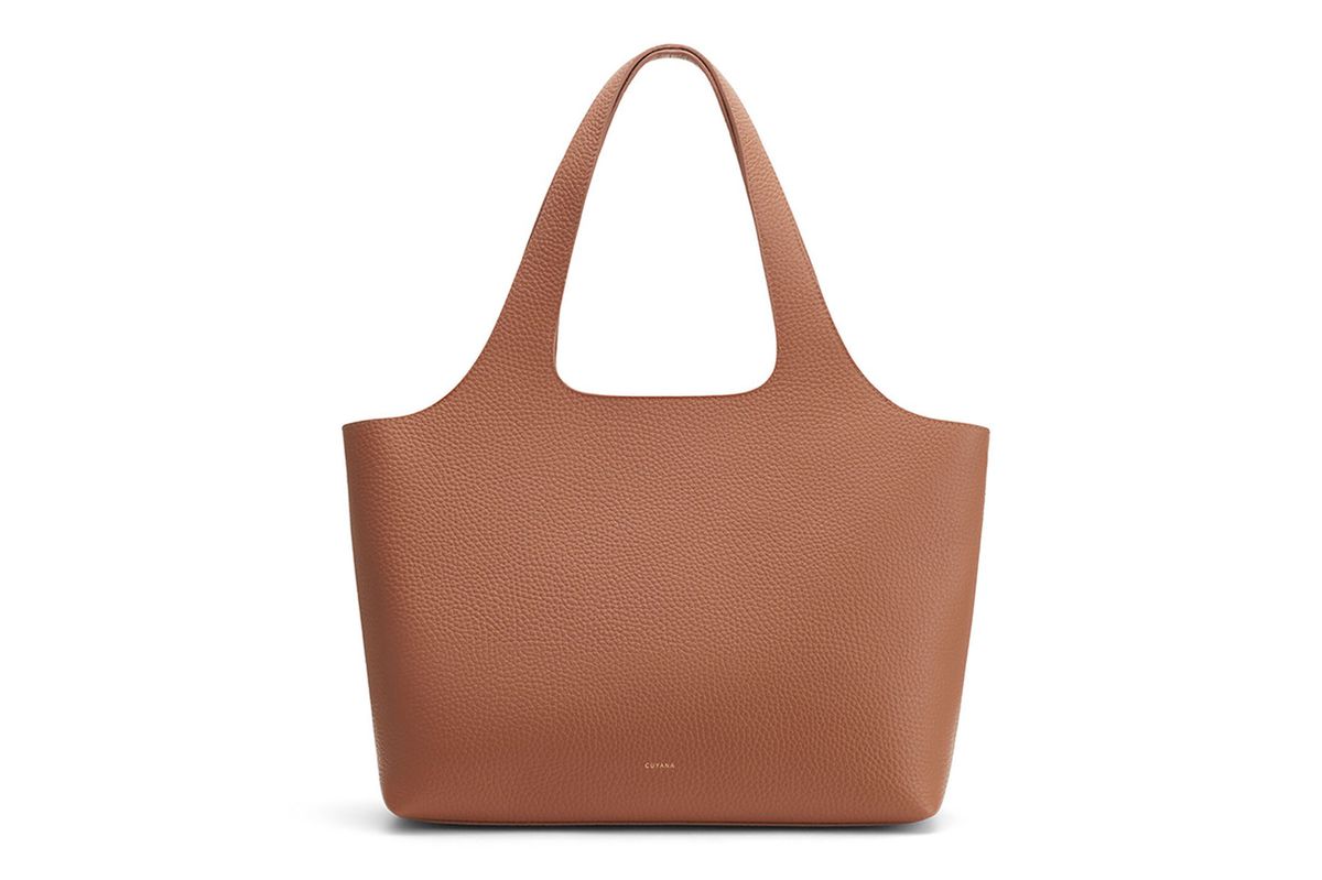 Brown/tan leather tote bag