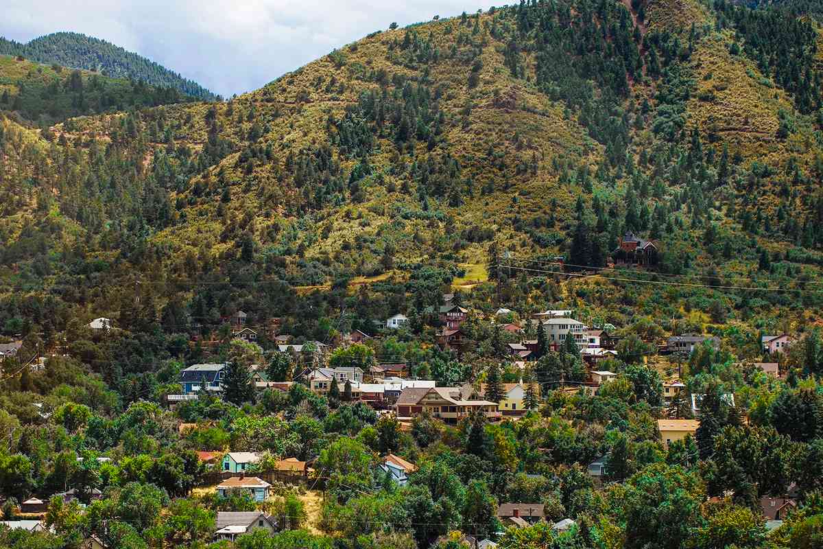 View of residential area in Manitou Springs, Colorado