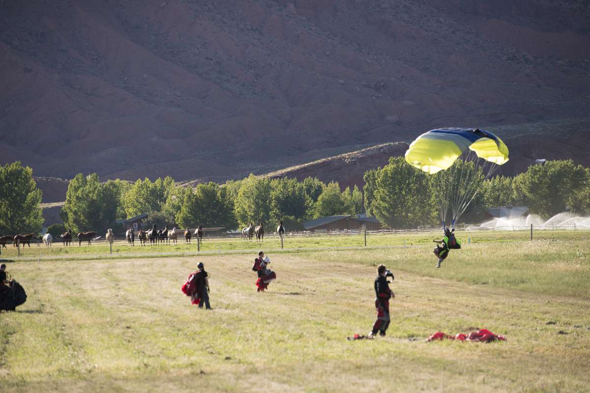 Skydiving into Sorrel River Ranch Resort and Spa in Utah