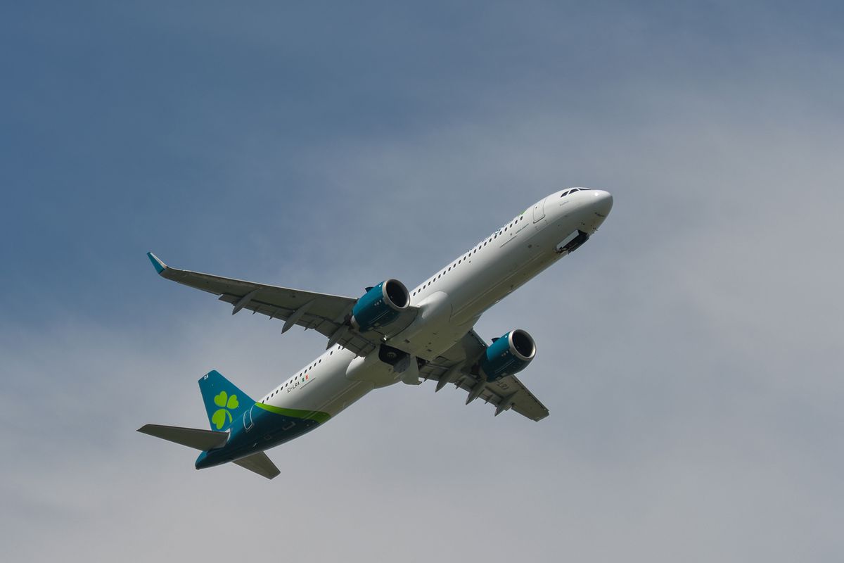 Aer Lingus flight to Boston departs from Dublin Airport. On Monday, May 31, 2021, in Dublin, Ireland.
