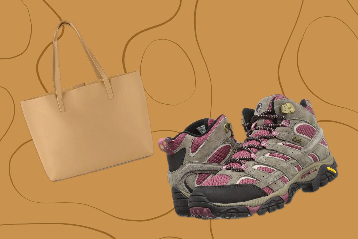 Tote bag and hiking boots