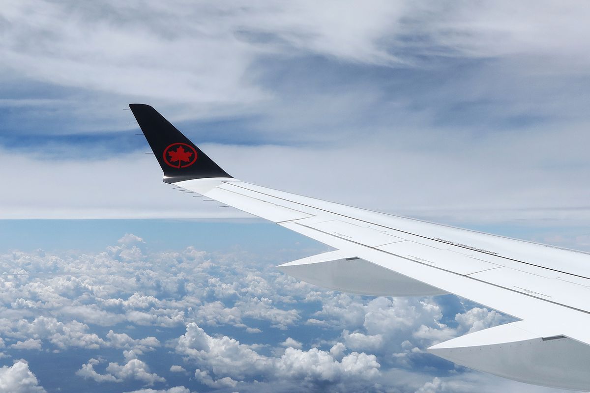 Air Canada Airplane Flies Over New York State