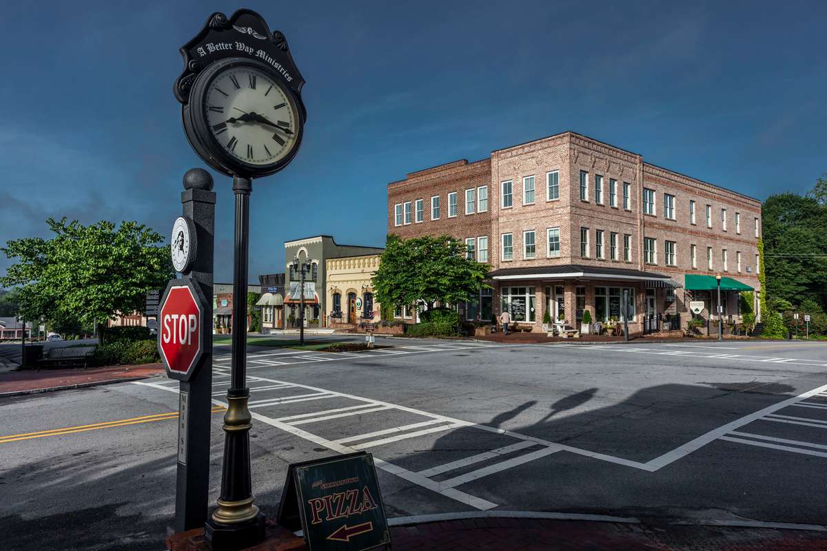 SENOIA GEORGIA, Historic small town and clock in south where 'Walking Dead' is filmed for Television.