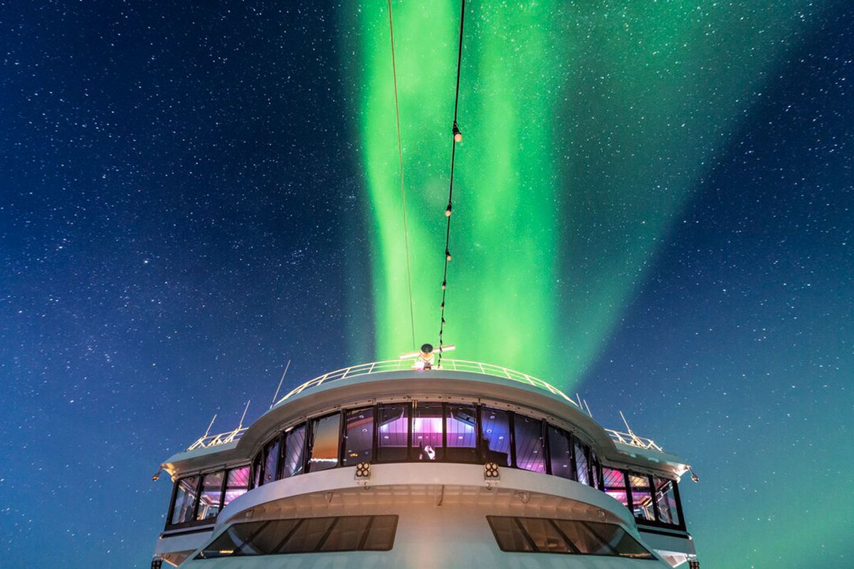 Northern Lights, Norway from the Hurtigruten - Fjords Expedition Cruise from Dover