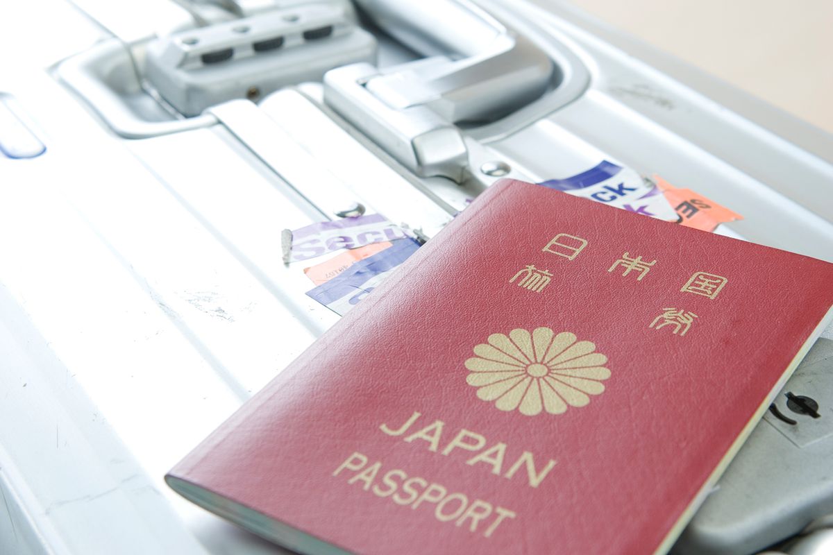 Japanese Passport on suitcase