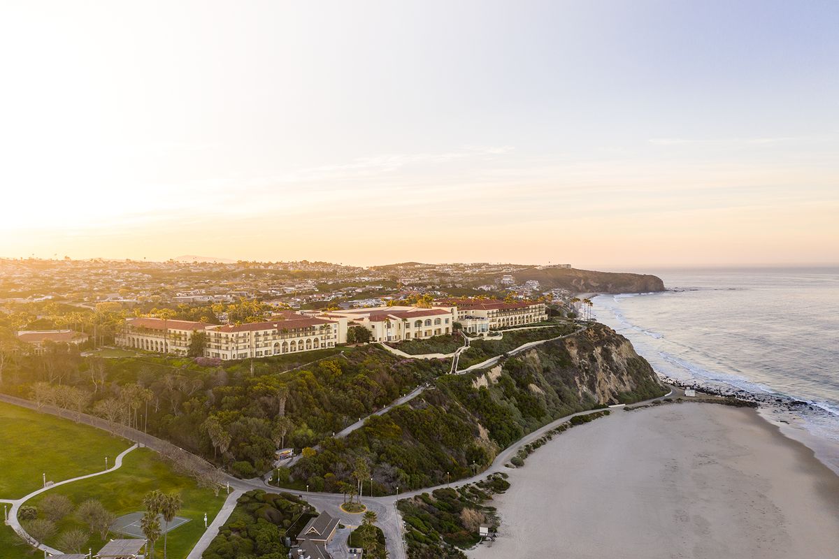 View of The Ritz-Carlton, Laguna Niguel on the cliff over the beach