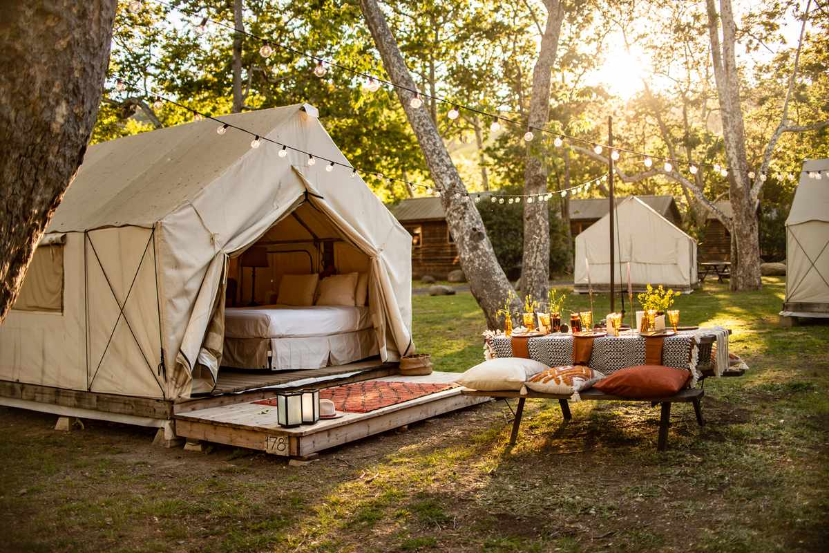 Lifestyle image of glamping tent at Sun RV Resorts at El Capitan