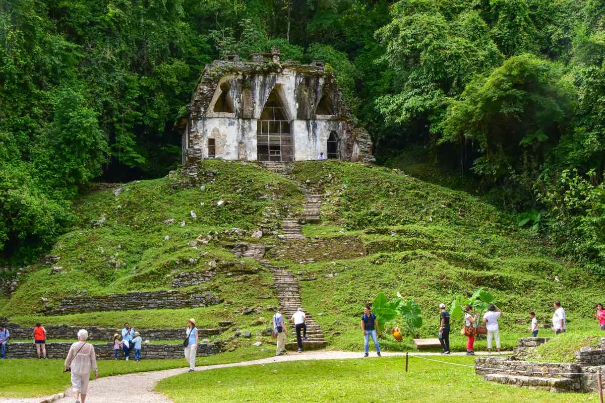 Temple of the Foliated Cross at Palenque, a Maya city state in southern Mexico and a UNESCO World Heritage site